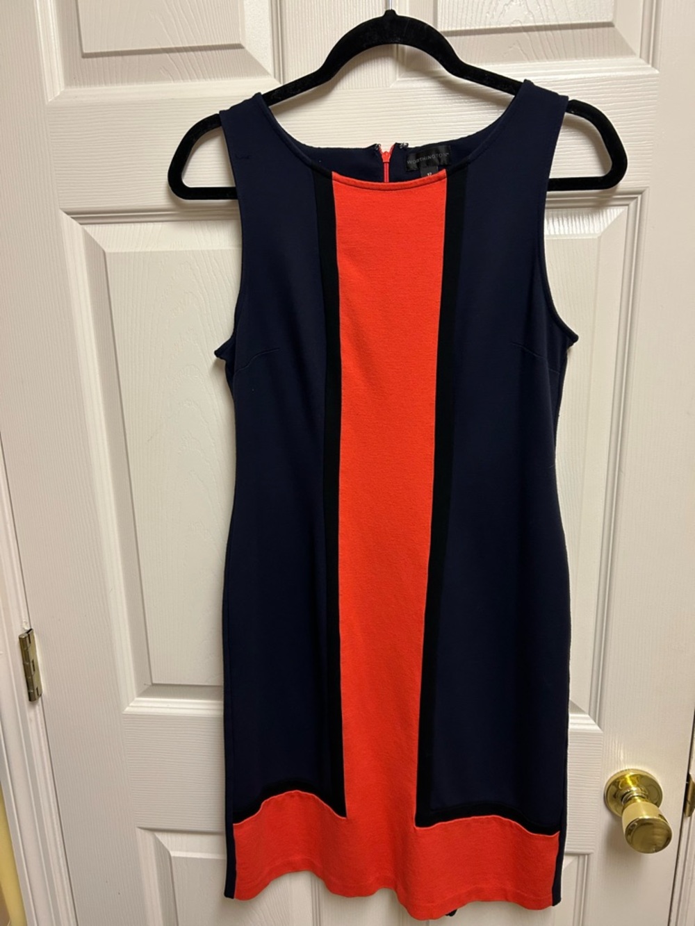 Worthington Navy Dress with Coral Center Stripe